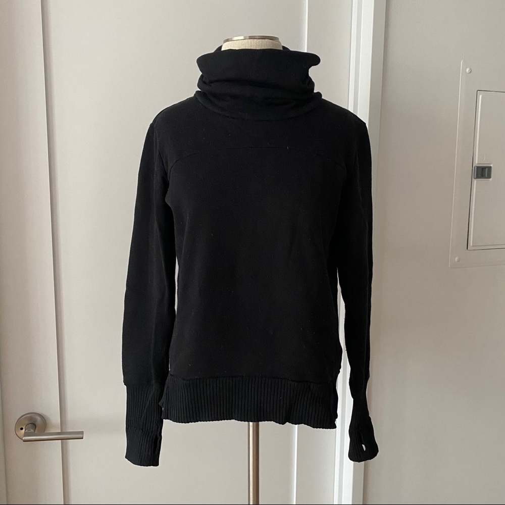 ALO Yoga Haze Black Turtleneck Fleece Sweatshirt S - Picture 2 of 5